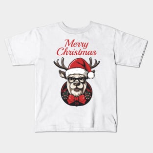 The deer with a Christmas Santa red hat Kids T-Shirt
